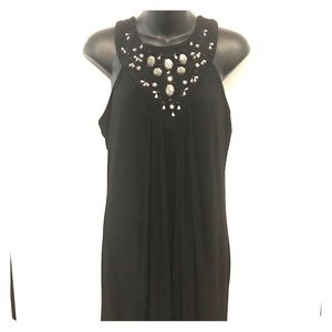 Black dress with beading detail.